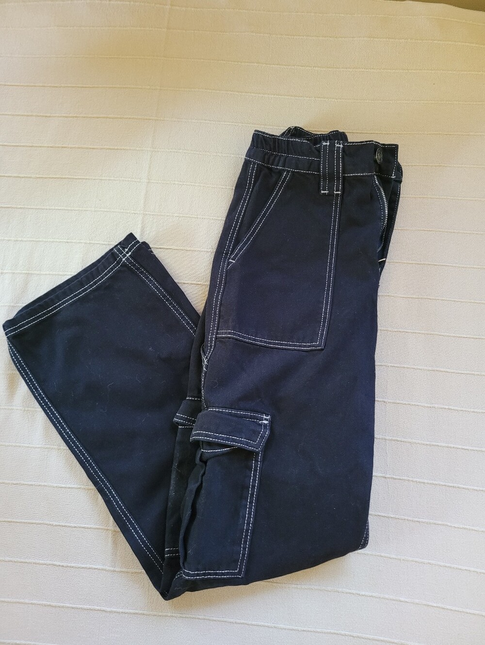 BDG Black Cargo Pants with White Contrast Stitching